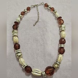 Elegant Brown and Cream Beaded Necklace
